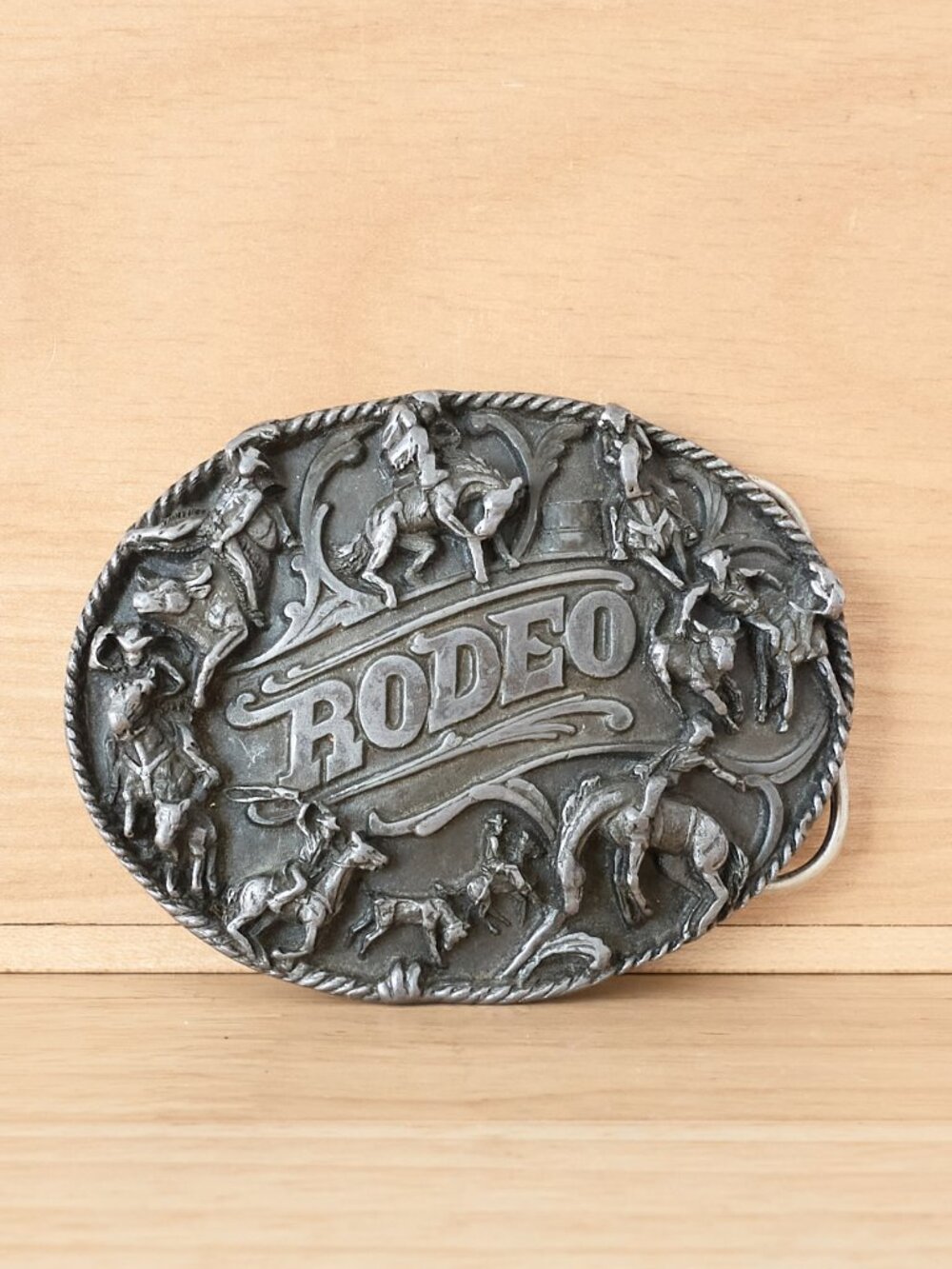 Siskiyou Rodeo Belt Buckle 1988 Vintage Pewter Western Cowboy Buckle